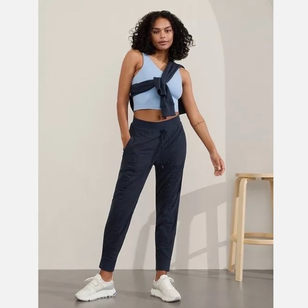 ATHLETA Attitude Mid Rise Jogger Navy 14 NWT